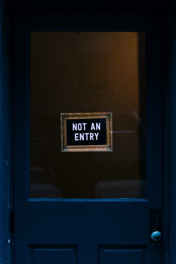 Door with closed sign